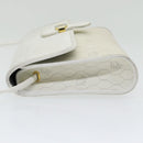 Christian Dior Honeycomb Canvas Shoulder Bag PVC Leather White Gold Auth 85684-3