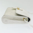 Christian Dior Honeycomb Canvas Shoulder Bag PVC Leather White Gold Auth 85684-4