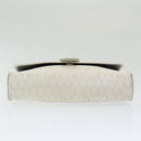 Christian Dior Honeycomb Canvas Shoulder Bag PVC Leather White Gold Auth 85684-5