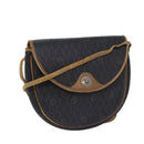 Christian Dior Honeycomb Canvas Shoulder Bag PVC Leather Brown Silver Auth 85690-1