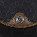 Christian Dior Honeycomb Canvas Shoulder Bag PVC Leather Brown Silver Auth 85690-17