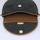 Christian Dior Honeycomb Canvas Shoulder Bag PVC Leather Brown Silver Auth 85690-11