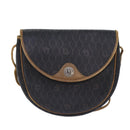 Christian Dior Honeycomb Canvas Shoulder Bag PVC Leather Brown Silver Auth 85690-13