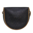 Christian Dior Honeycomb Canvas Shoulder Bag PVC Leather Brown Silver Auth 85690-2