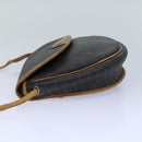 Christian Dior Honeycomb Canvas Shoulder Bag PVC Leather Brown Silver Auth 85690-4