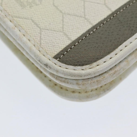 Christian Dior Honeycomb Canvas Schultertasche PVC Leder Weiß Gold Auth 85691