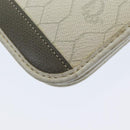 Christian Dior Honeycomb Canvas Shoulder Bag PVC Leather White Gold Auth 85691-14