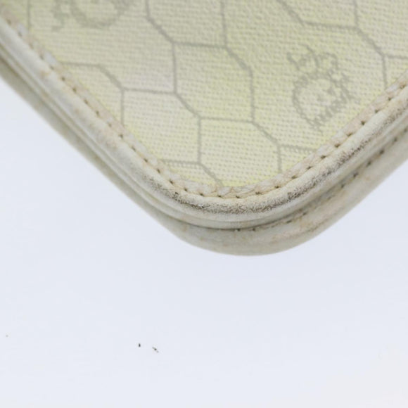 Christian Dior Honeycomb Canvas Schultertasche PVC Leder Weiß Gold Auth 85691