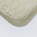 Christian Dior Honeycomb Canvas Shoulder Bag PVC Leather White Gold Auth 85691-16