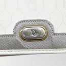 Christian Dior Honeycomb Canvas Shoulder Bag PVC Leather White Gold Auth 85691-17