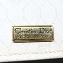 Christian Dior Honeycomb Canvas Shoulder Bag PVC Leather White Gold Auth 85691-18