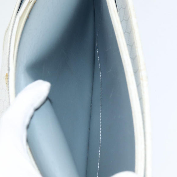 Christian Dior Honeycomb Canvas Schultertasche PVC Leder Weiß Gold Auth 85691
