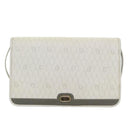 Christian Dior Honeycomb Canvas Shoulder Bag PVC Leather White Gold Auth 85691-13