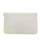 Christian Dior Honeycomb Canvas Shoulder Bag PVC Leather White Gold Auth 85691-2