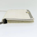 Christian Dior Honeycomb Canvas Shoulder Bag PVC Leather White Gold Auth 85691-3