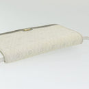 Christian Dior Honeycomb Canvas Shoulder Bag PVC Leather White Gold Auth 85691-6