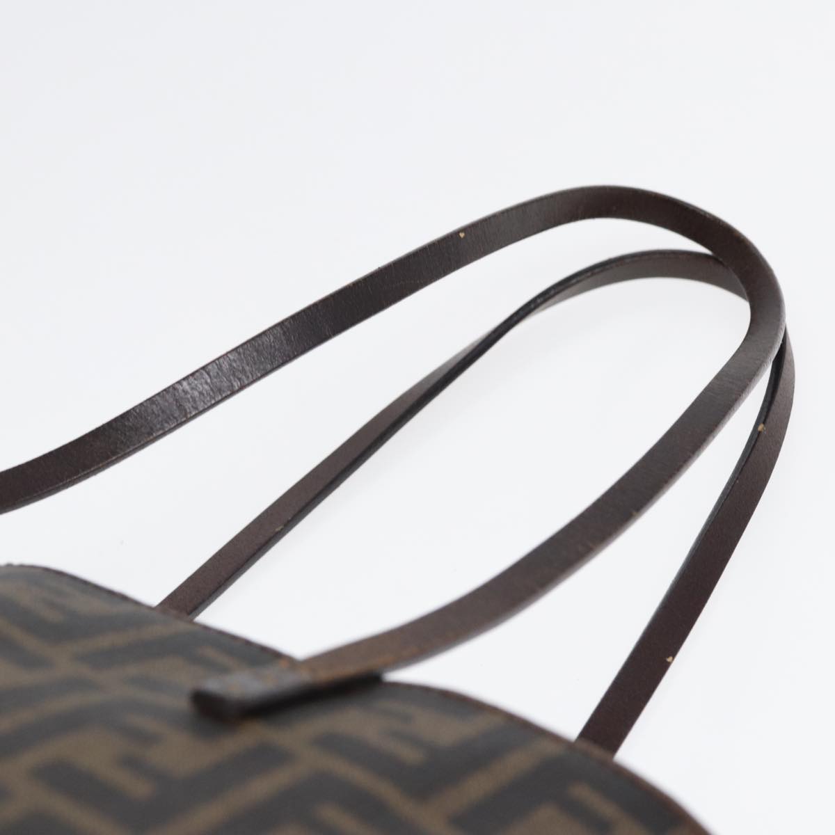 FENDI Zucca Canvas Tote Bag Brown Black gold Auth 85703