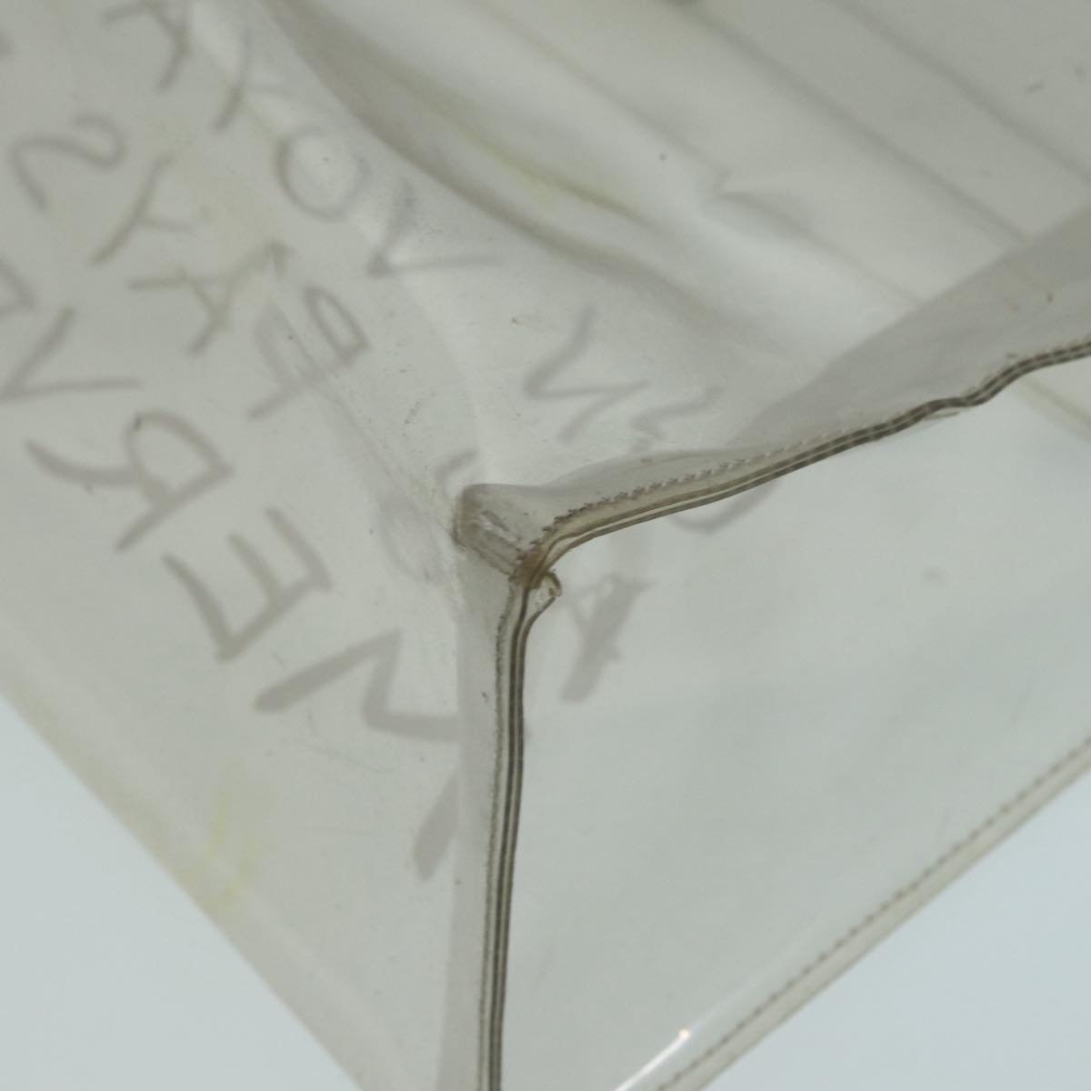 HERMES Vinyl Kelly Hand Bag Vinyl Clear Auth 85706