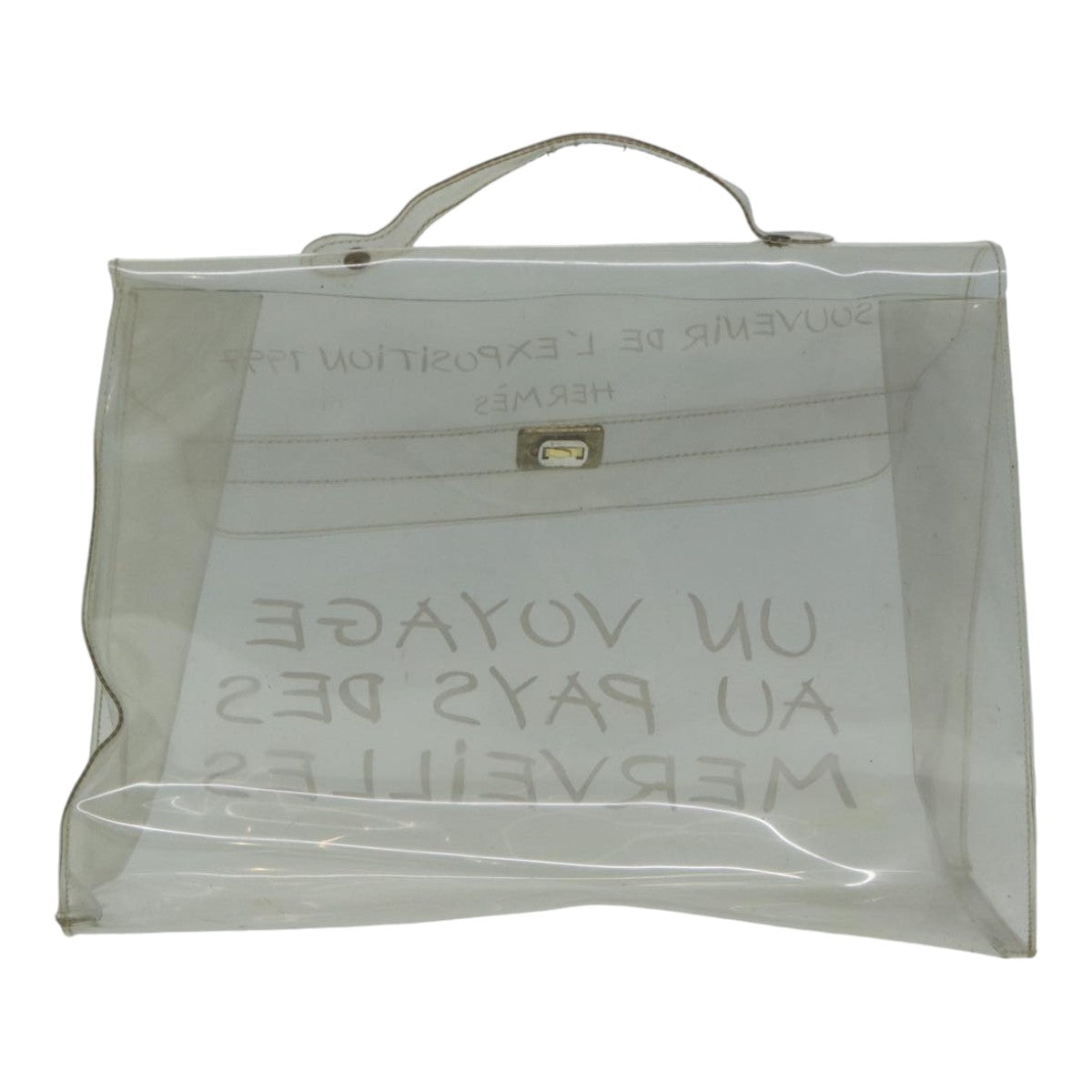 HERMES Vinyl Kelly Hand Bag Vinyl Clear Auth 85706 - 0