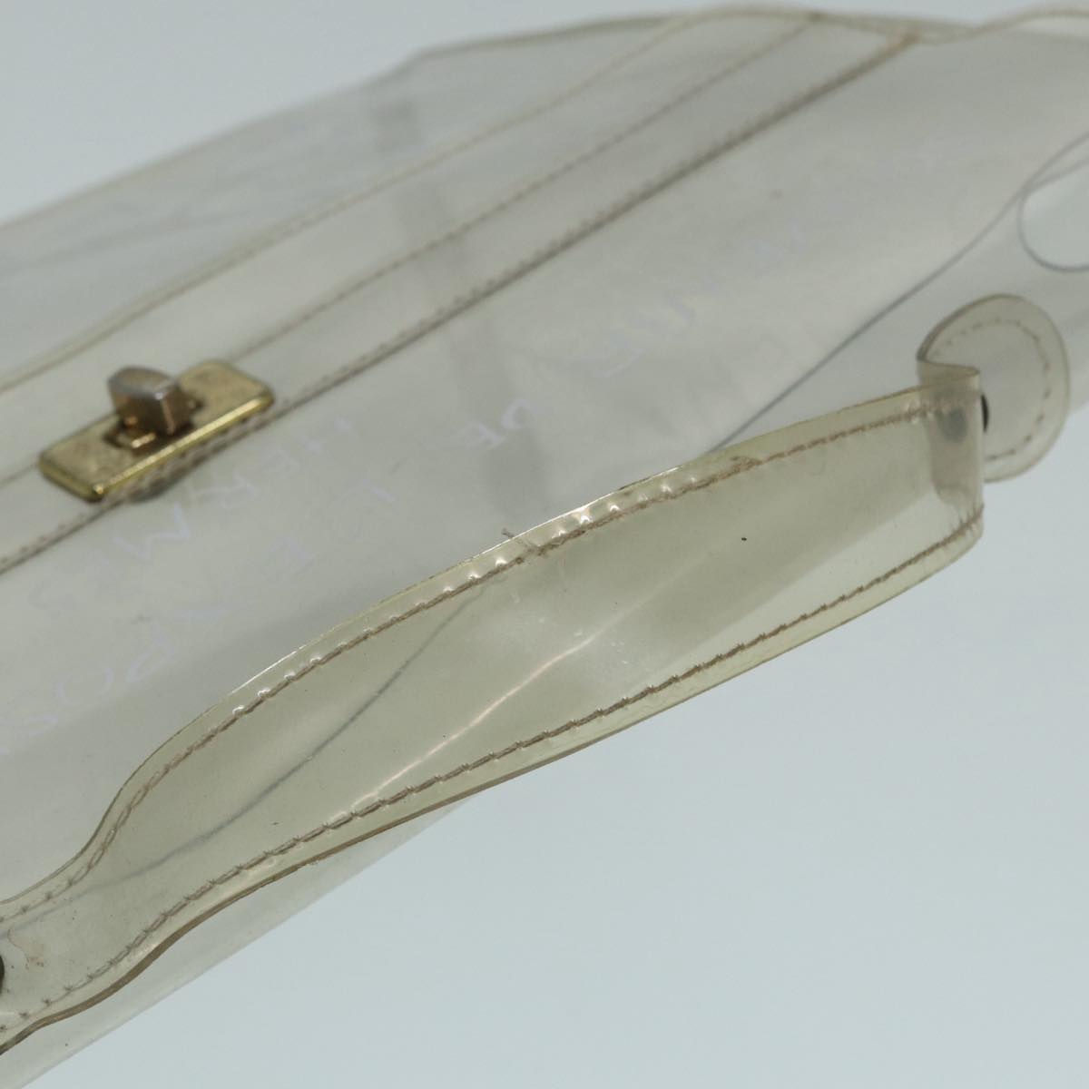 HERMES Vinyl Kelly Hand Bag Vinyl Clear Auth 85706