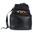 Salvatore Ferragamo Shoulder Bag Leather Gold Black Auth 85707-2