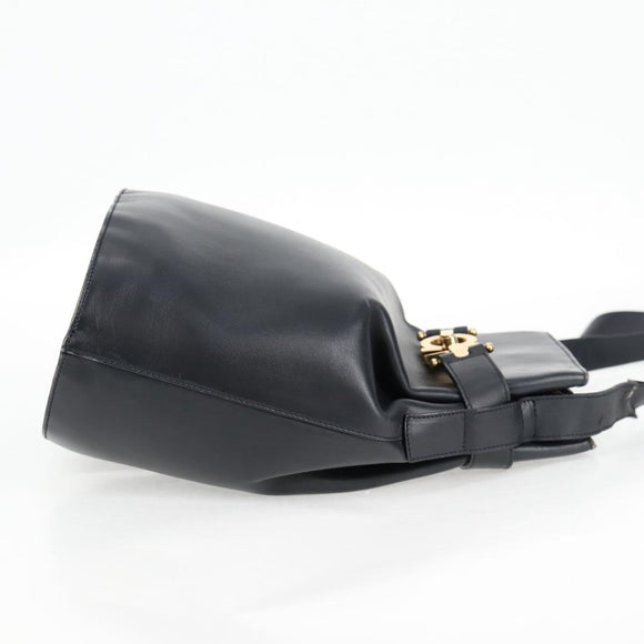 Salvatore Ferragamo Shoulder Bag Leather Gold Black Auth 85707