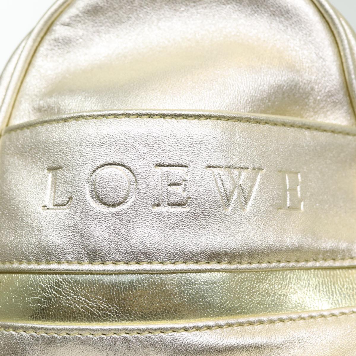 LOEWE Hand Bag Leather Gold Auth 85710