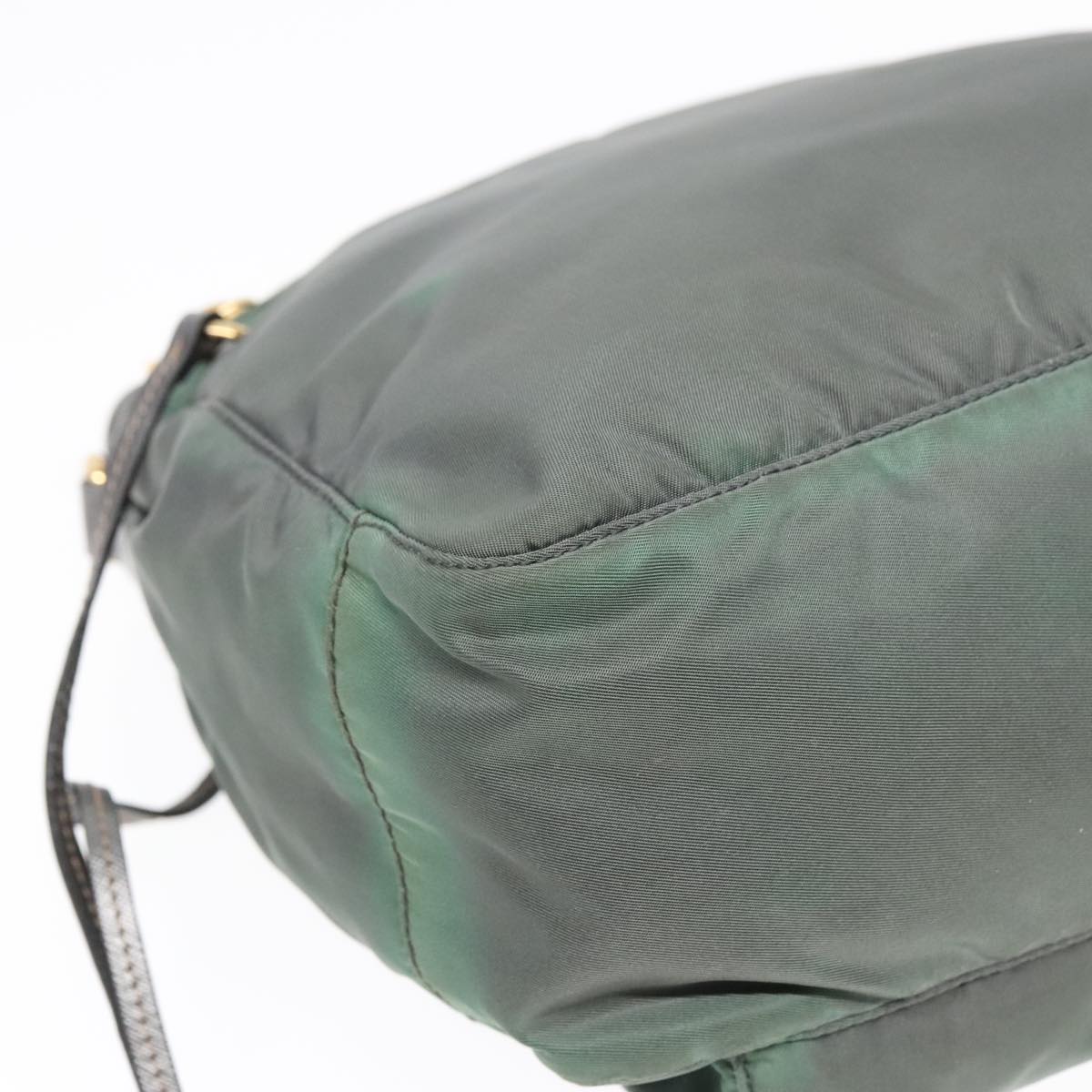 PRADA Shoulder Bag Nylon Green Gold Auth 85711