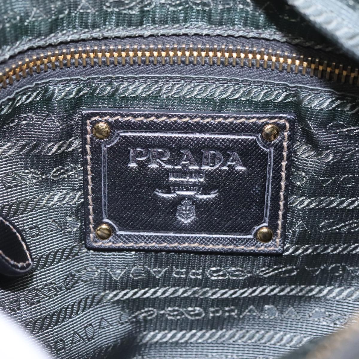 PRADA Shoulder Bag Nylon Green Gold Auth 85711