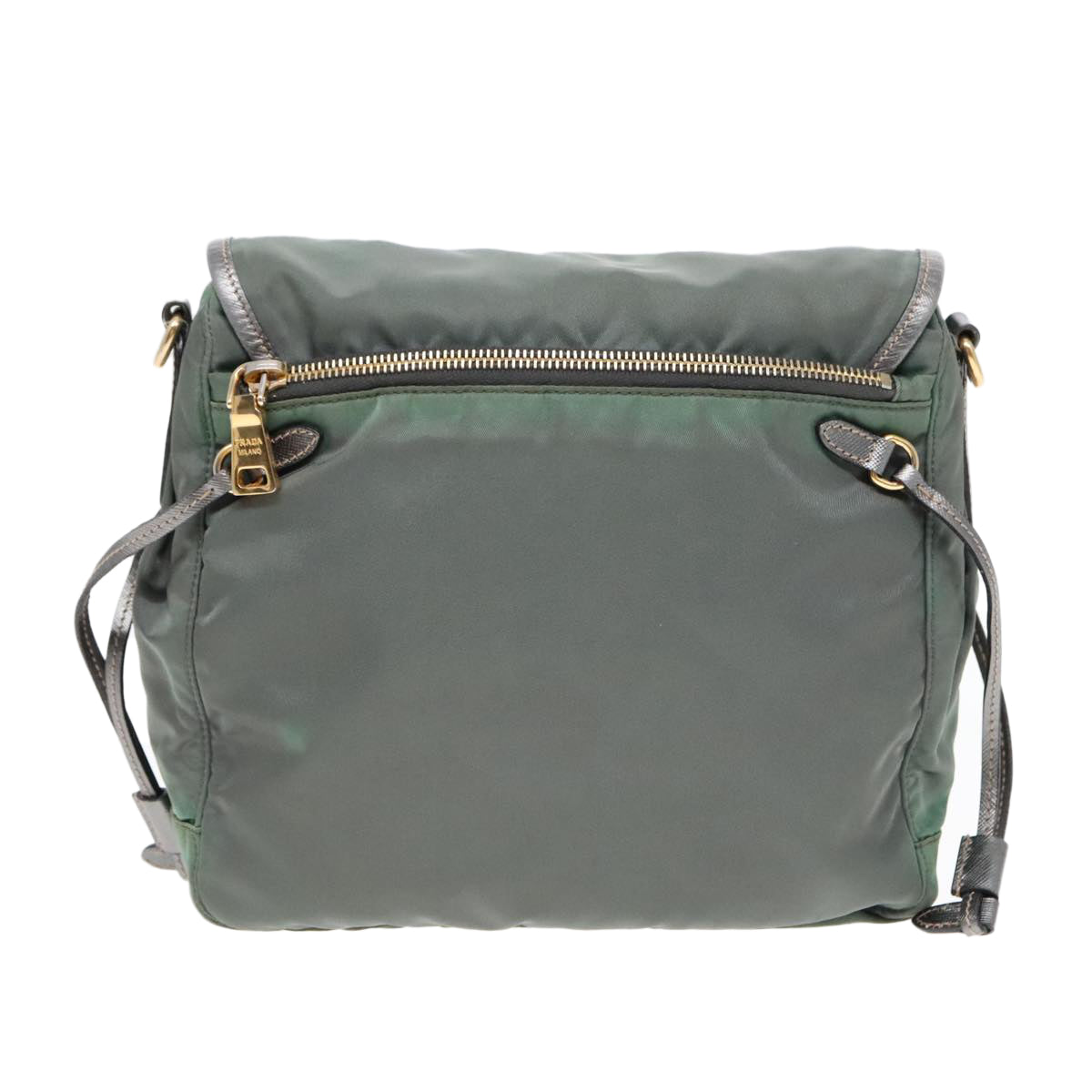 PRADA Shoulder Bag Nylon Green Gold Auth 85711 - 0