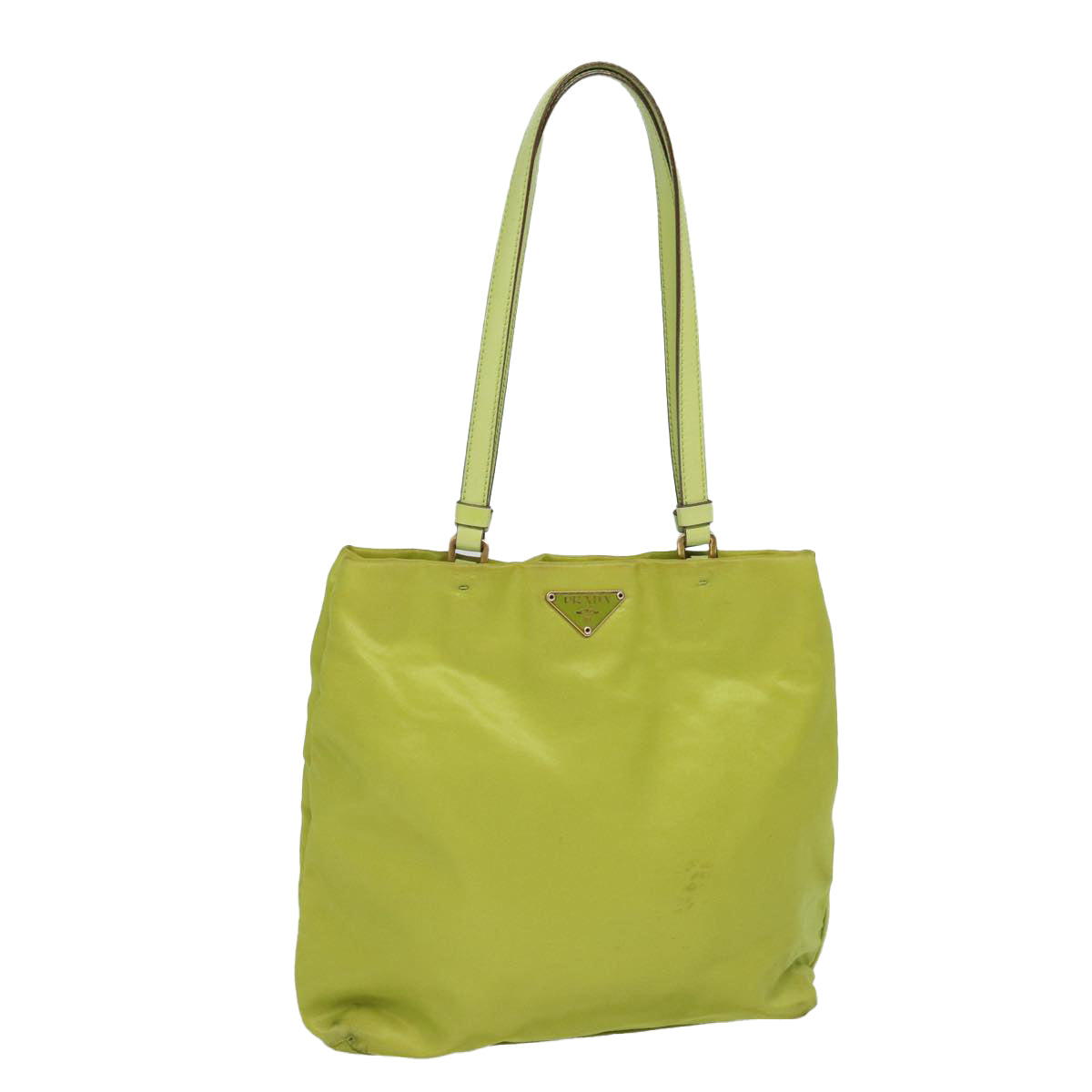 PRADA Shoulder Bag Nylon Green Gold Auth 85715