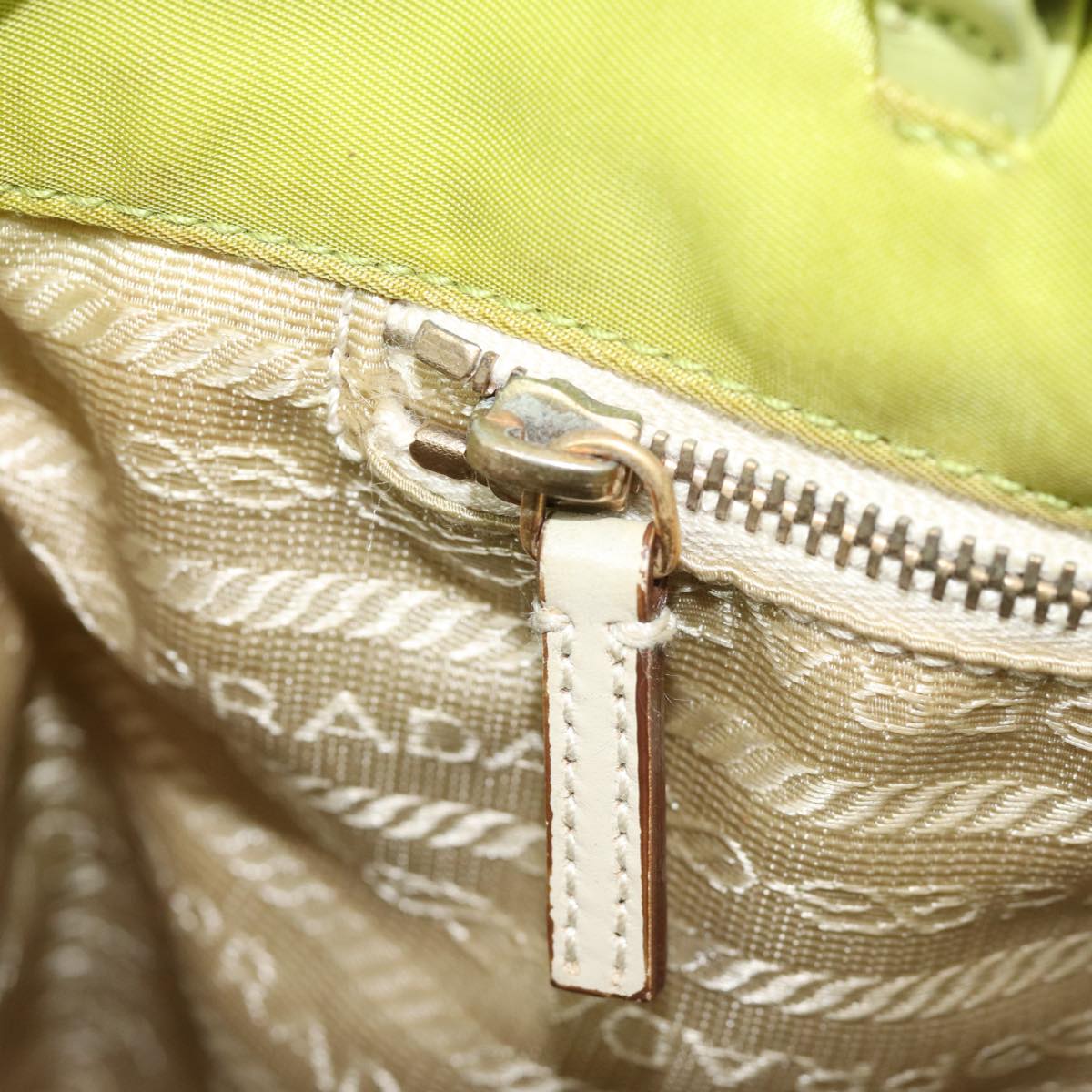 PRADA Shoulder Bag Nylon Green Gold Auth 85715