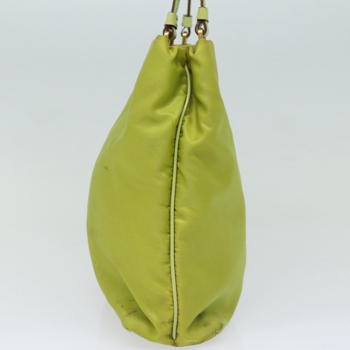 PRADA Shoulder Bag Nylon Green Gold Auth 85715