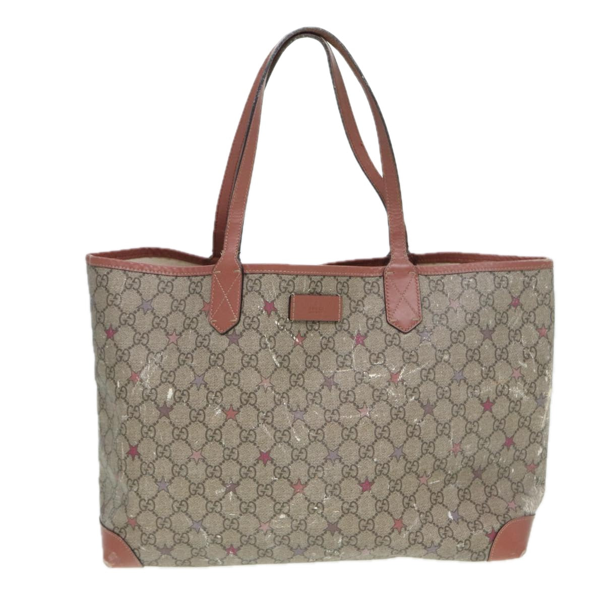 GUCCI GG Supreme Tote Bag Beige Pink Silver 309498 Auth 85716 - 0