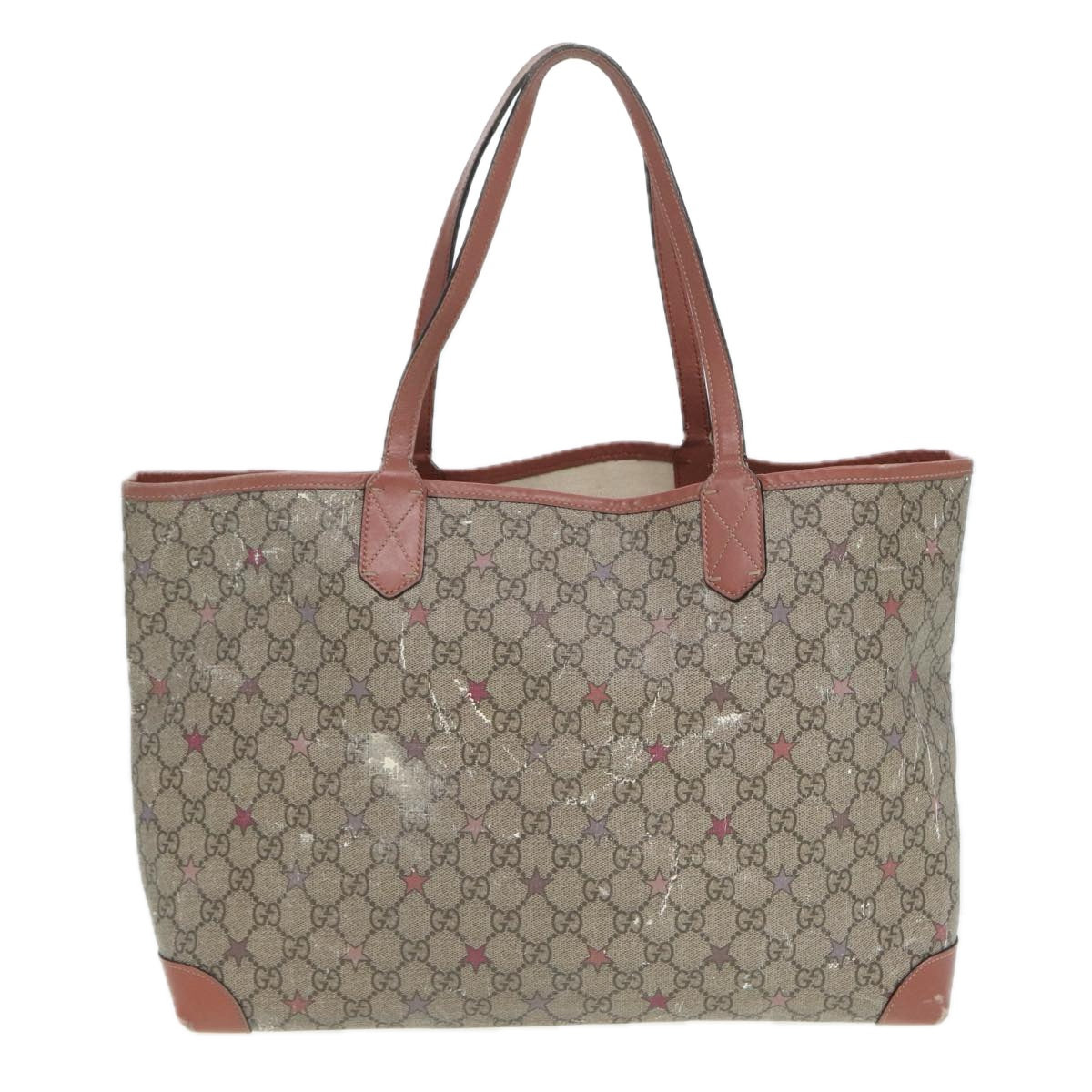 GUCCI GG Supreme Tote Bag Beige Pink Silver 309498 Auth 85716