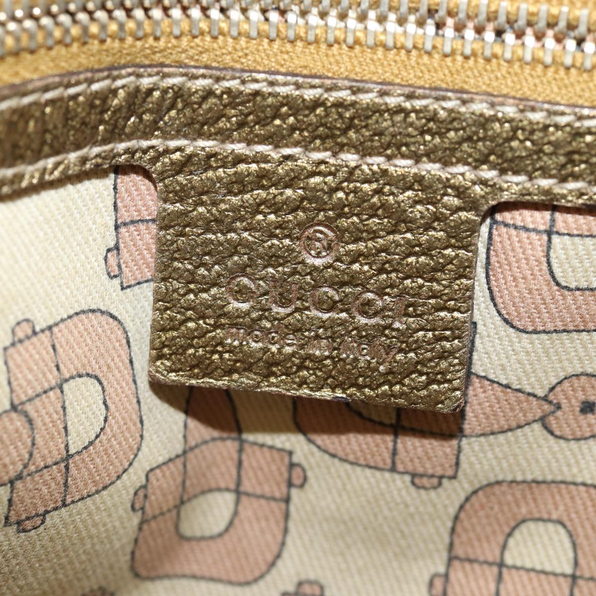 GUCCI GG Canvas Sherry Line Shoulder Bag Beige Gold pink 144388 Auth 85719