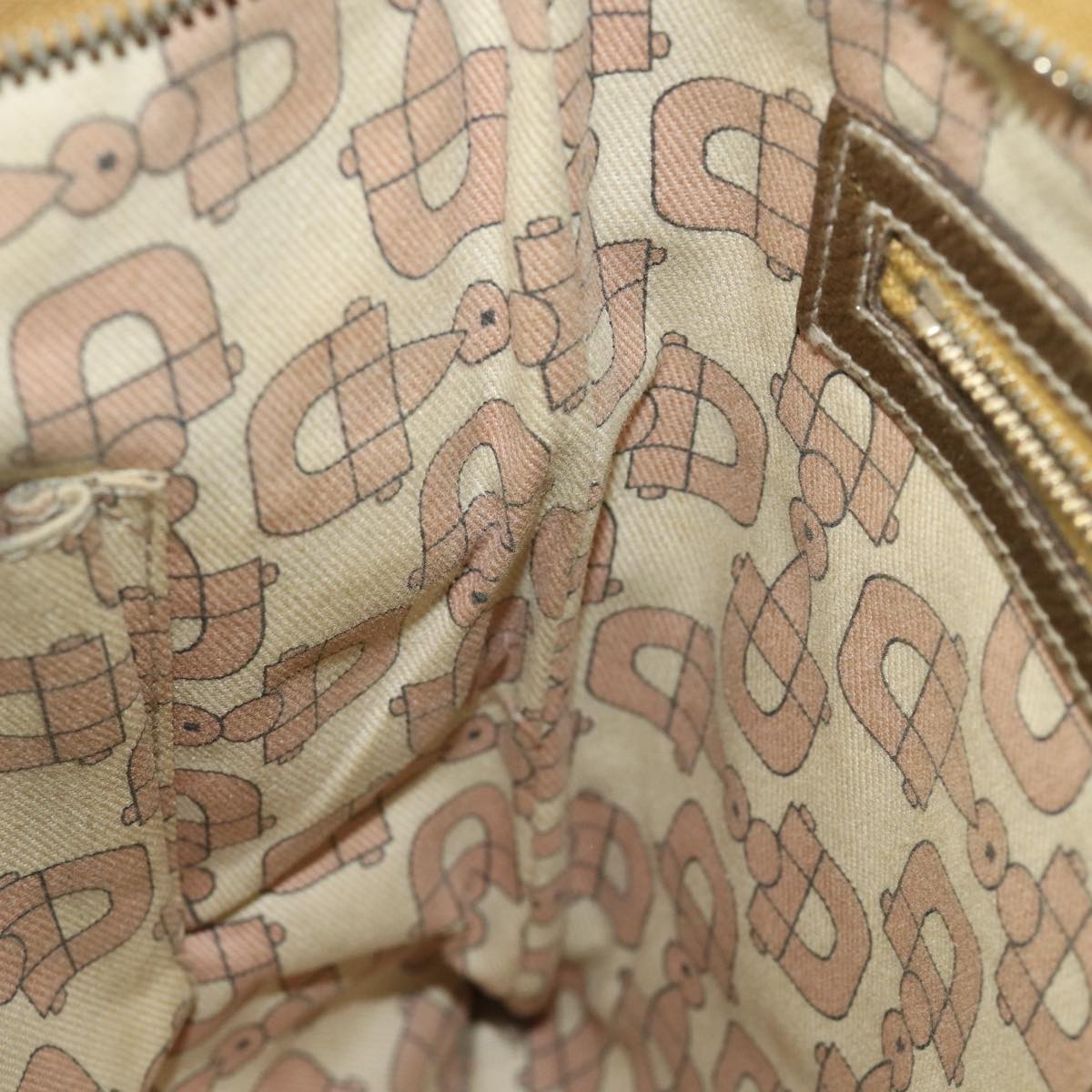 GUCCI GG Canvas Sherry Line Shoulder Bag Beige Gold pink 144388 Auth 85719