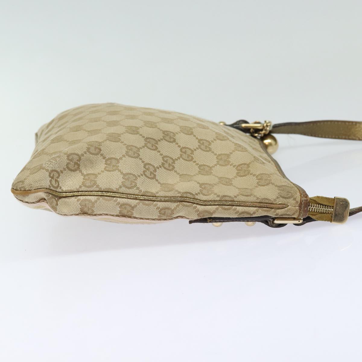 GUCCI GG Canvas Sherry Line Shoulder Bag Beige Gold pink 144388 Auth 85719