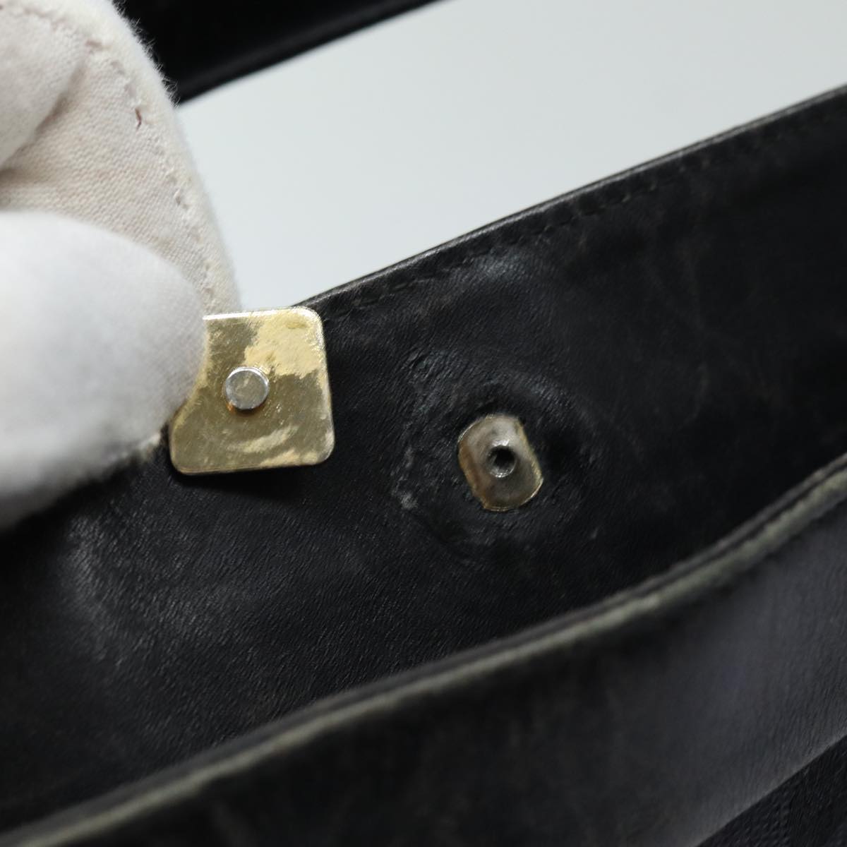 GUCCI GG Canvas Shoulder Bag Black Gold 001 4231 Auth 85720