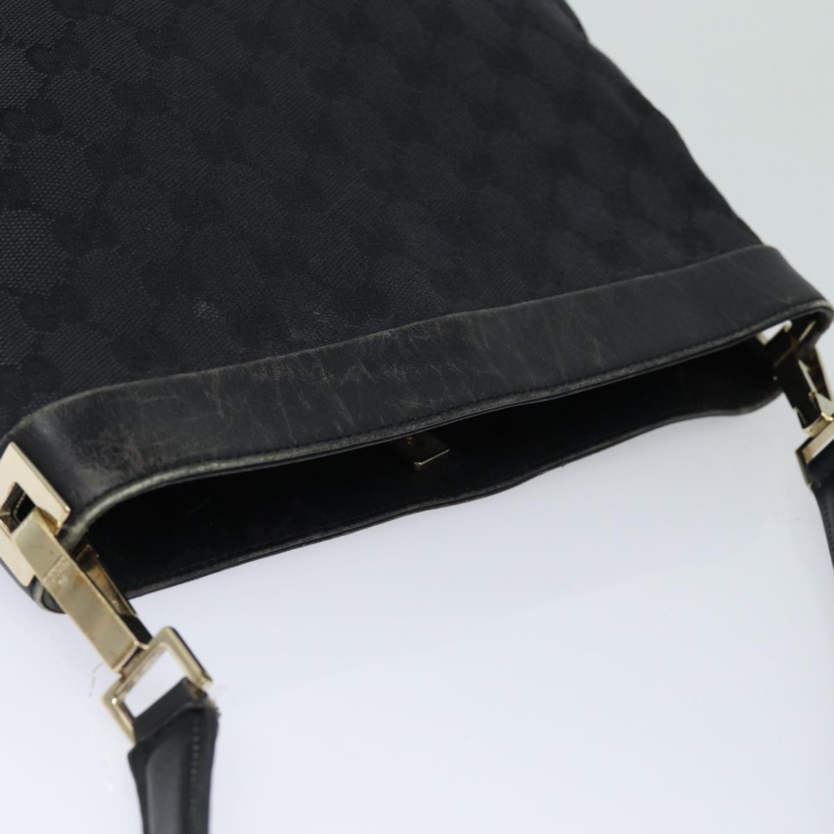 GUCCI GG Canvas Shoulder Bag Black Gold 001 4231 Auth 85720