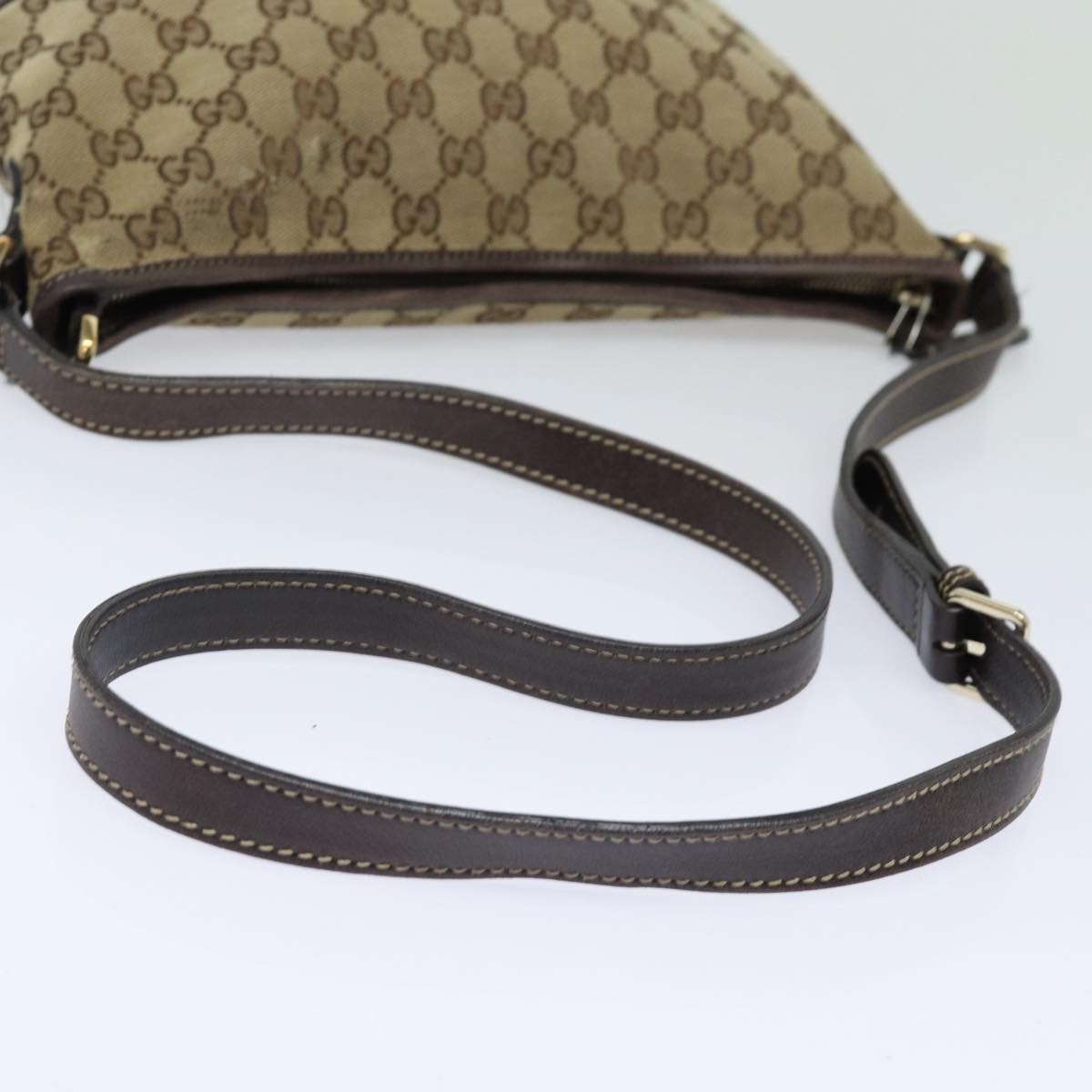 GUCCI GG Canvas Shoulder Bag Beige Gold 169998 Auth 85721