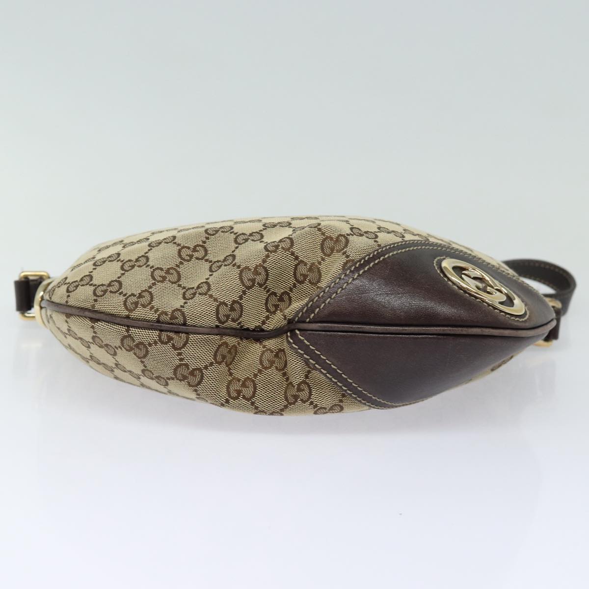 GUCCI GG Canvas Shoulder Bag Beige Gold 169998 Auth 85721