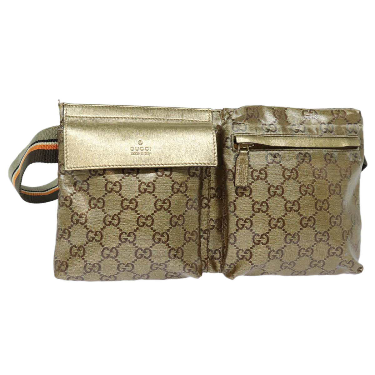 GUCCI GG Crystal Waist bag Gold 28566 Auth 85723