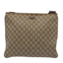 GUCCI GG Supreme Shoulder Bag PVC Leather Beige Silver 201446 Auth 85724-13