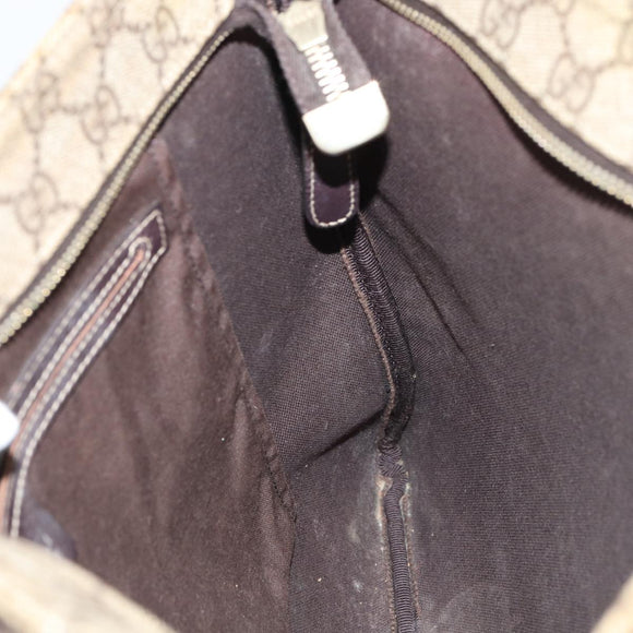 GUCCI GG Supreme Umhängetasche PVC Leder Beige Silber 201446 Auth 85724