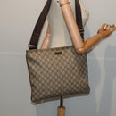 GUCCI GG Supreme Shoulder Bag PVC Leather Beige Silver 201446 Auth 85724-24