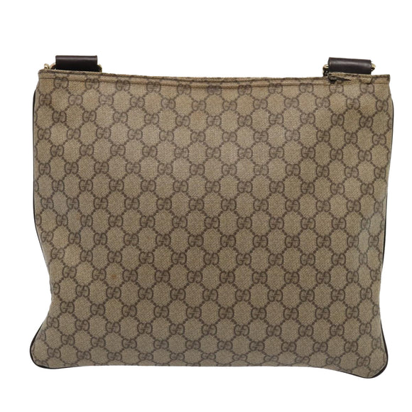 GUCCI GG Supreme Umhängetasche PVC Leder Beige Silber 201446 Auth 85724