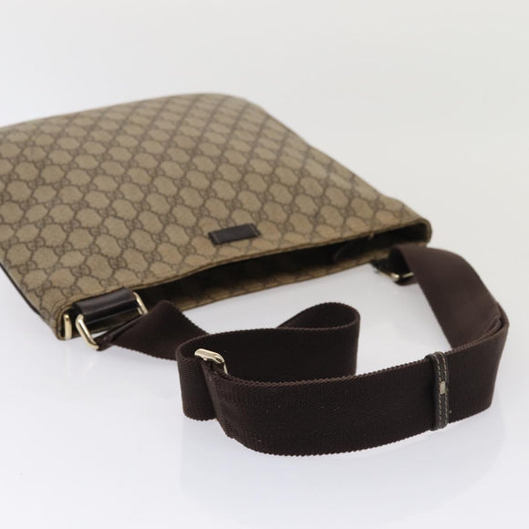 GUCCI GG Supreme Umhängetasche PVC Leder Beige Silber 201446 Auth 85724