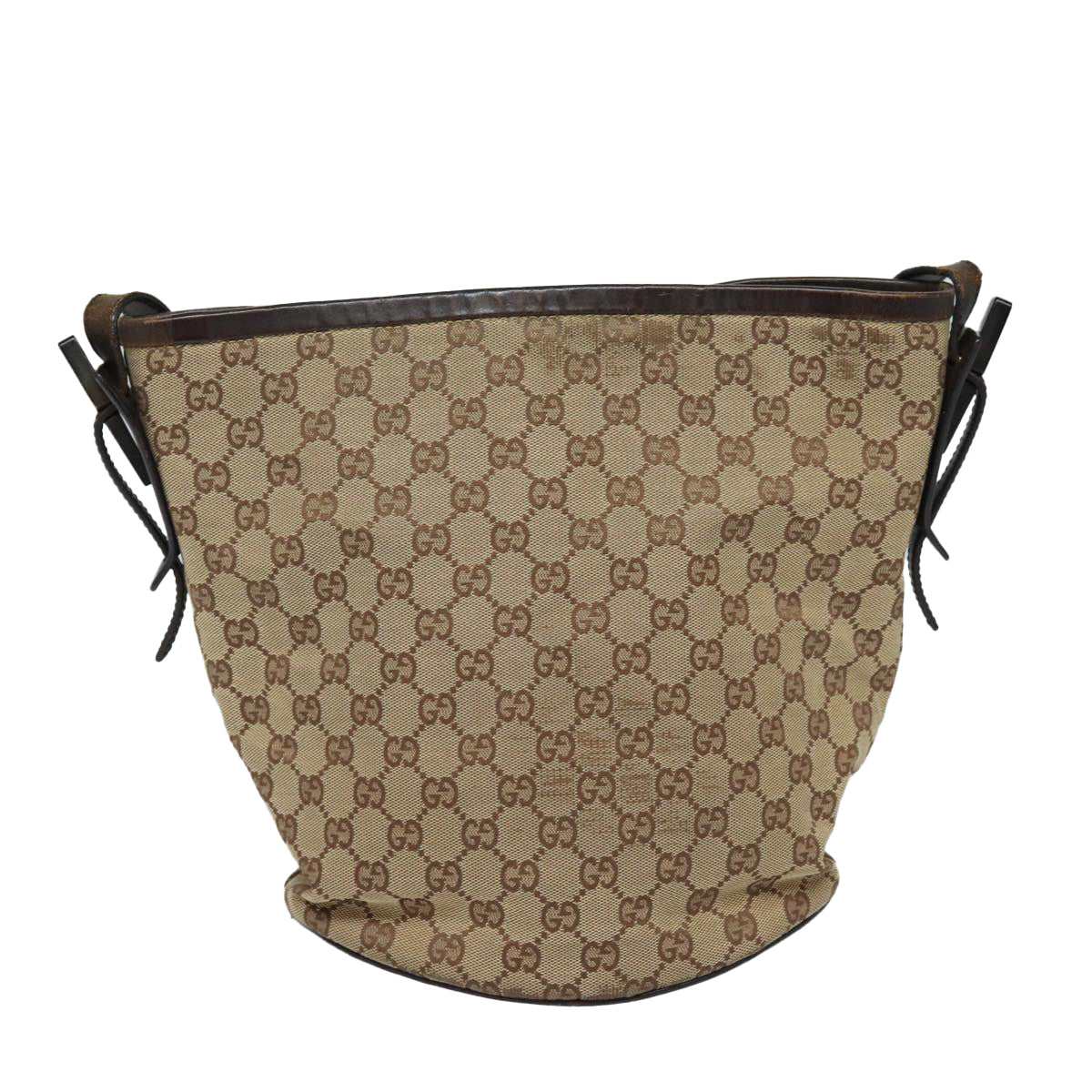 GUCCI GG Canvas Shoulder Bag Beige Brown Silver 106240 Auth 85726