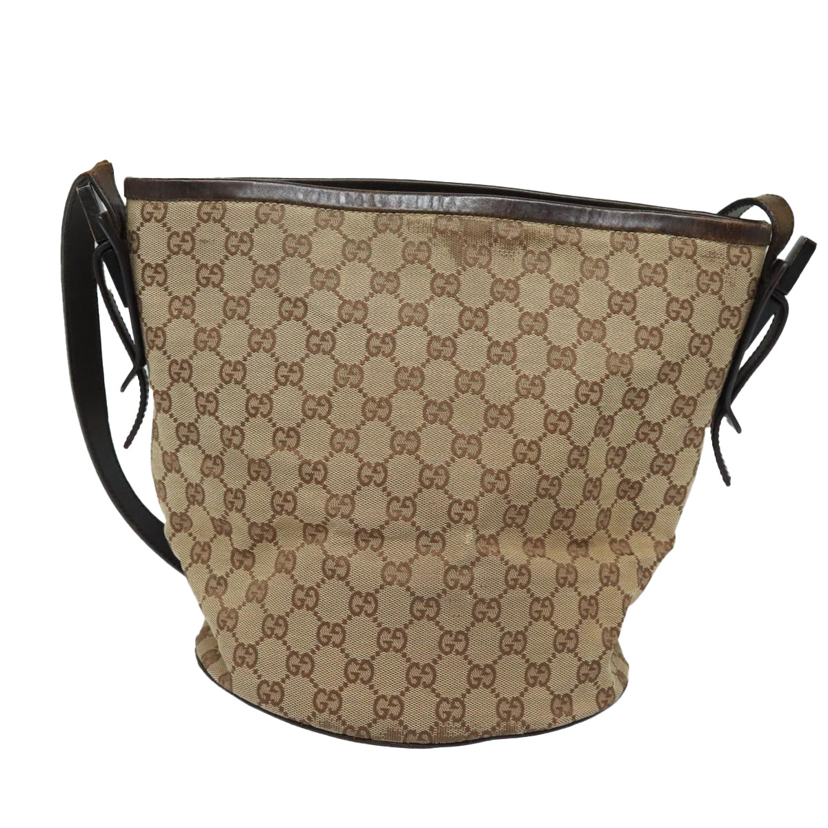 GUCCI GG Canvas Shoulder Bag Beige Brown Silver 106240 Auth 85726 - 0